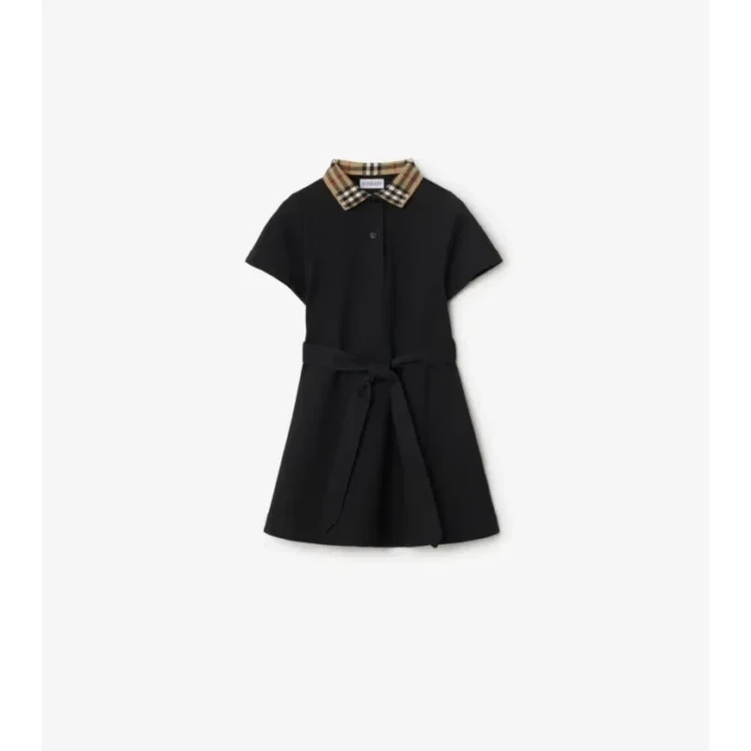 Vestido polo de algodón con cuello a cuadros