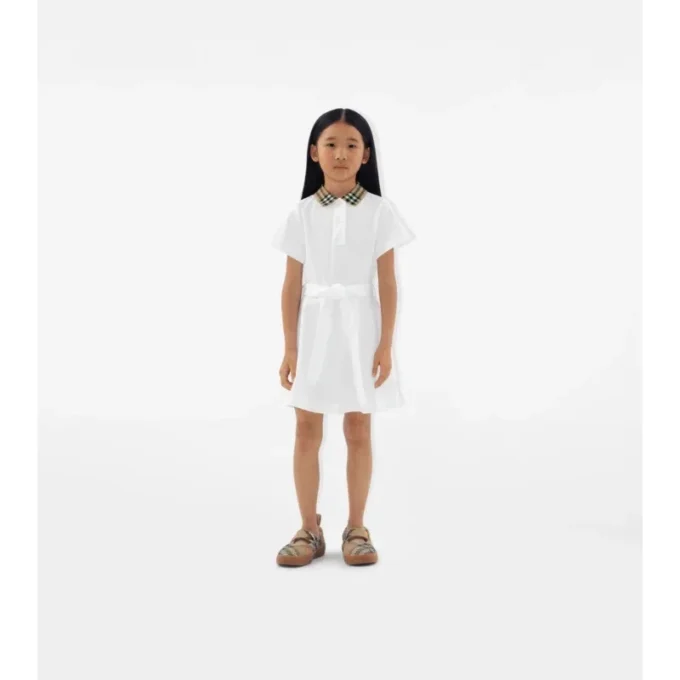 Vestido polo de algodón con cuello a cuadros