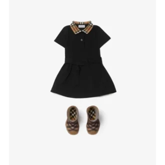 Vestido polo de algodón con cuello a cuadros