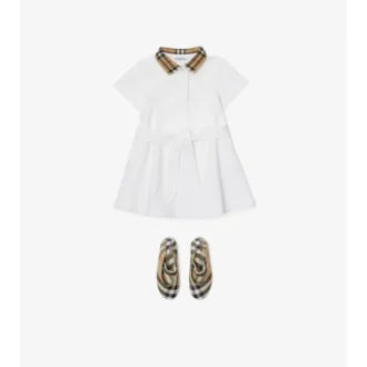Vestido polo de algodón con cuello a cuadros