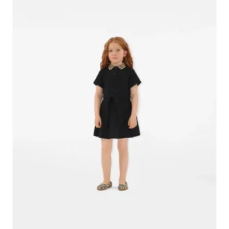 Vestido polo de algodón con cuello a cuadros
