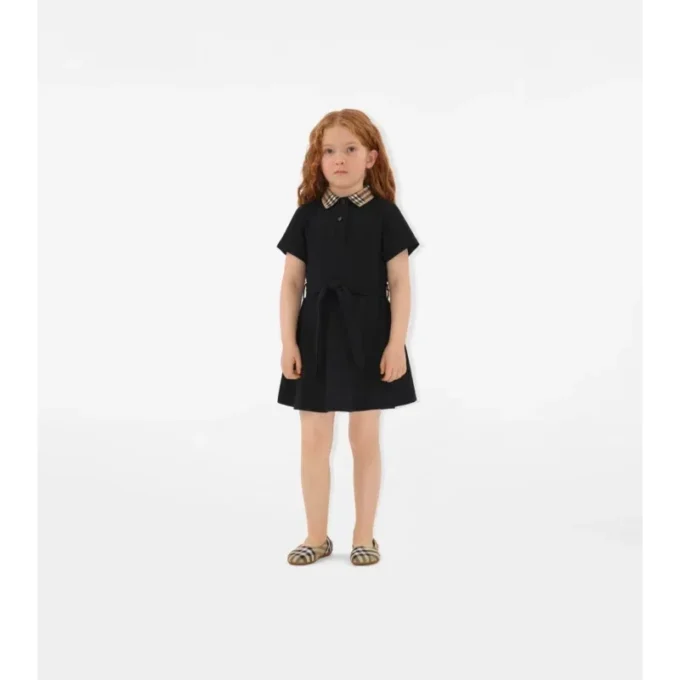 Vestido polo de algodón con cuello a cuadros