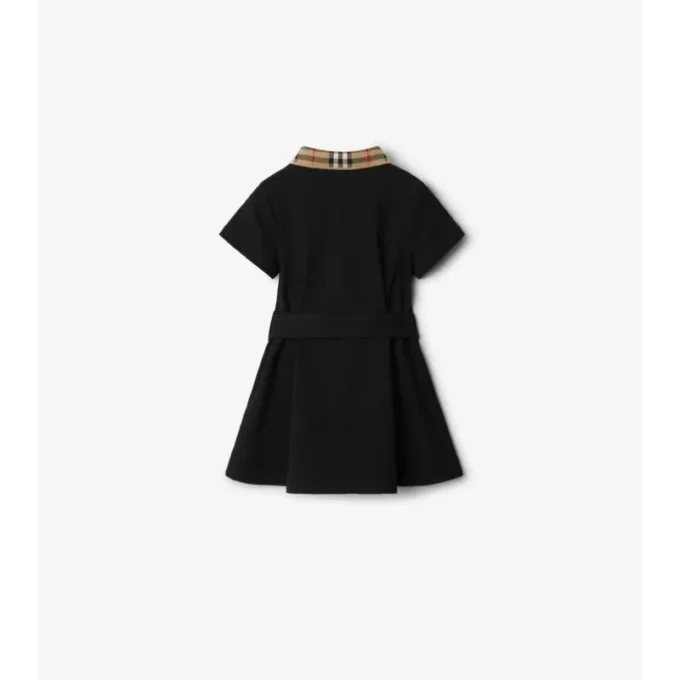 Vestido polo de algodón con cuello a cuadros