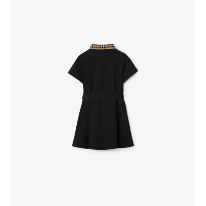 Vestido polo de algodón con cuello a cuadros