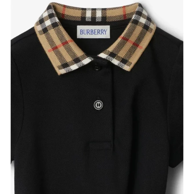 Vestido polo de algodón con cuello a cuadros