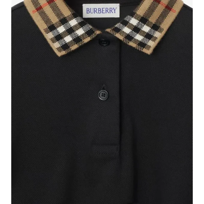 Vestido polo de algodón con cuello a cuadros