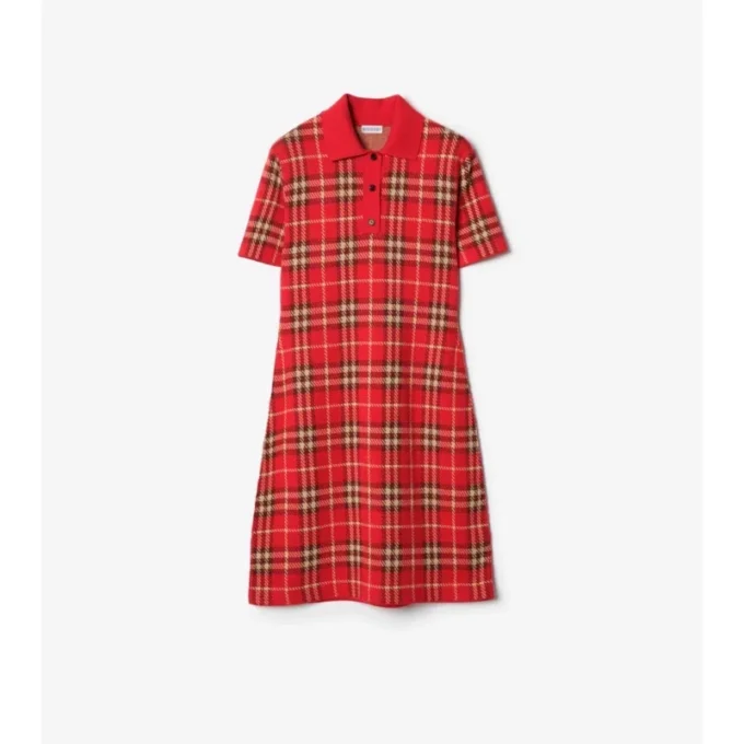 Vestido polo de algodón y lana a cuadros