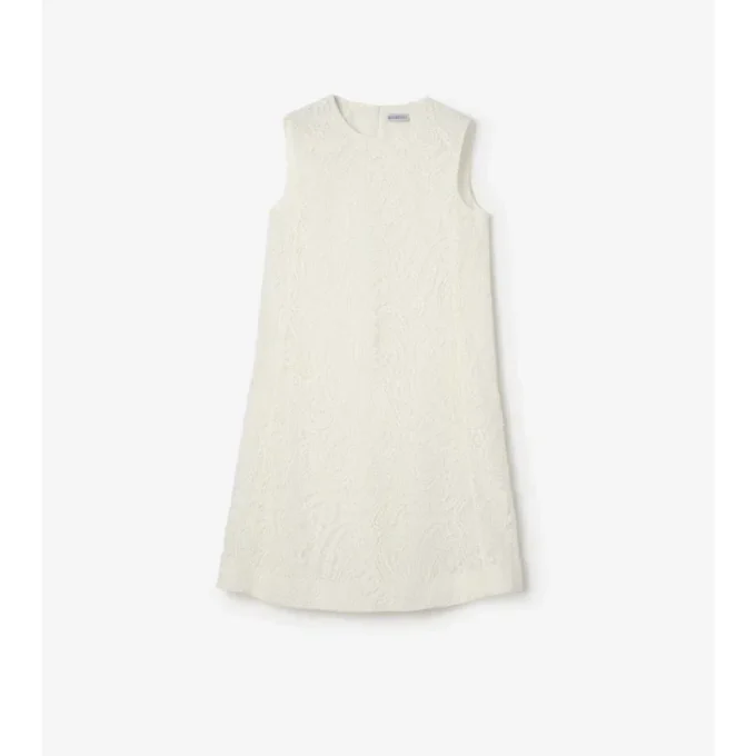 Vestido recto de encaje con estampado de cachemira