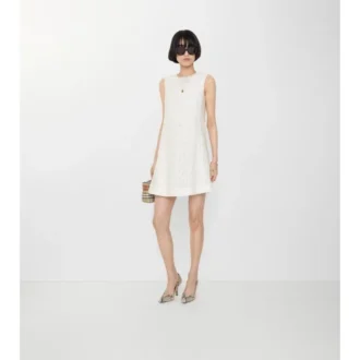 Vestido recto de encaje con estampado de cachemira
