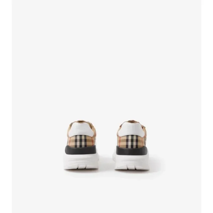Zapatillas con estampado de cuadros, ante y piel