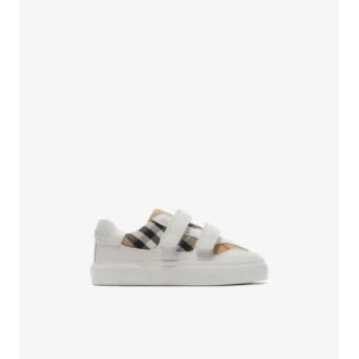 Zapatillas con estampado de cuadros y piel