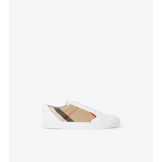 Zapatillas con estampado de cuadros y piel