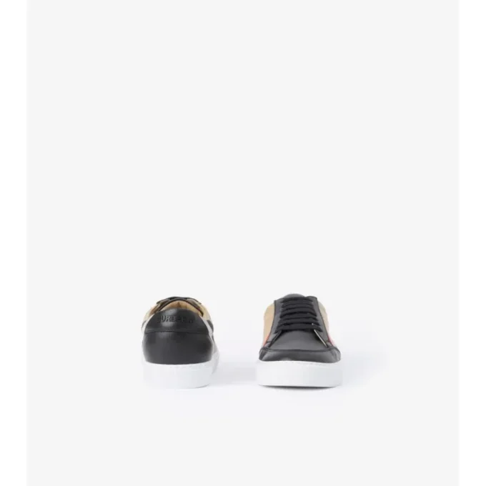 Zapatillas con estampado de cuadros y piel