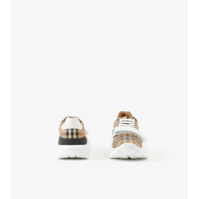 Zapatillas con estampado de cuadros y piel