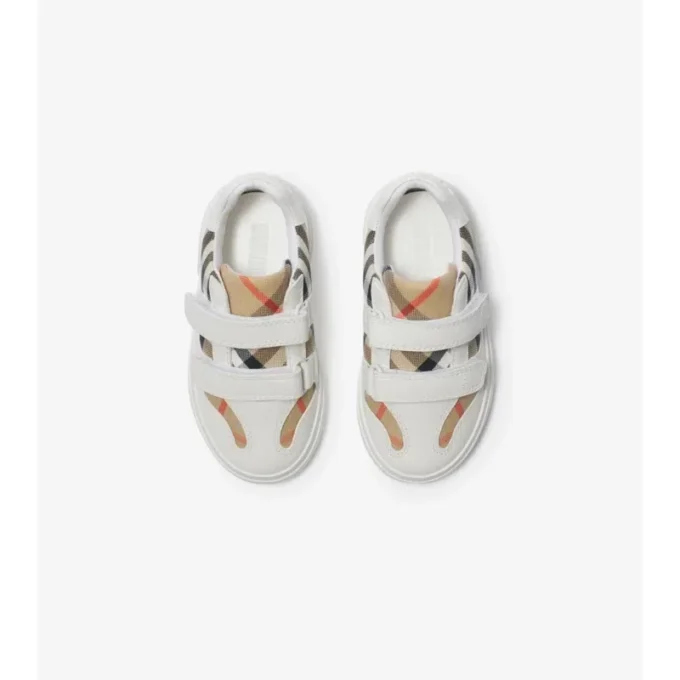 Zapatillas con estampado de cuadros y piel