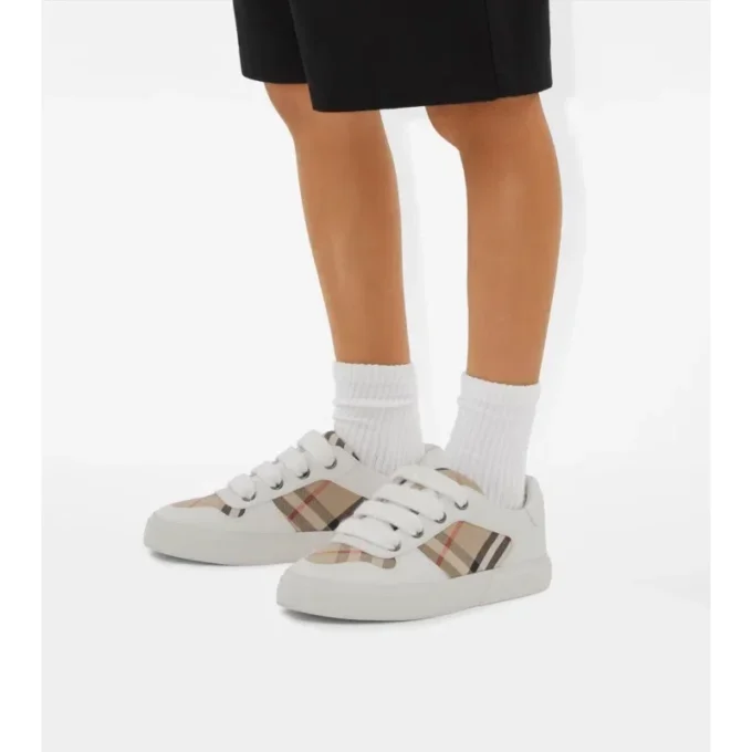 Zapatillas de algodón y piel con estampado de cuadros