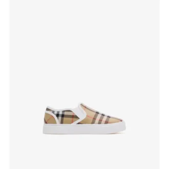 Zapatillas sin cordones de algodón con estampado de cuadros