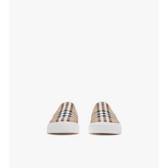 Zapatillas sin cordones de algodón con estampado de cuadros