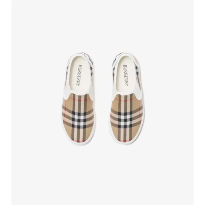 Zapatillas sin cordones de algodón con estampado de cuadros