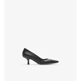 Zapatos de salón bajos de piel con estampado de cuadros