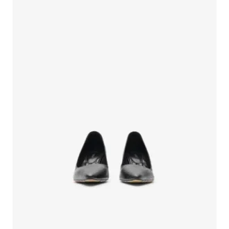 Zapatos de salón bajos de piel con estampado de cuadros