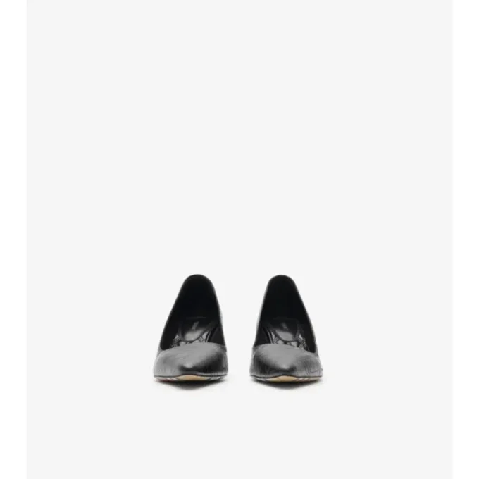 Zapatos de salón bajos de piel con estampado de cuadros