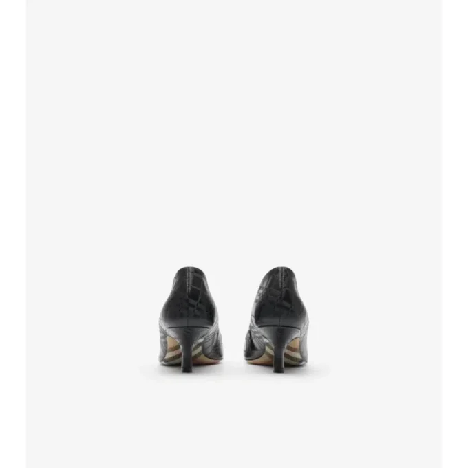 Zapatos de salón bajos de piel con estampado de cuadros