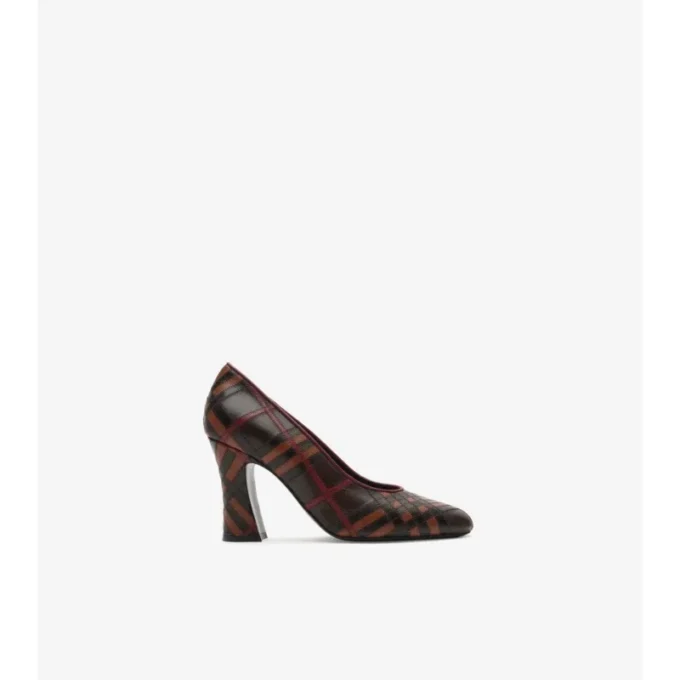 Zapatos de salón de piel con estampado de cuadros